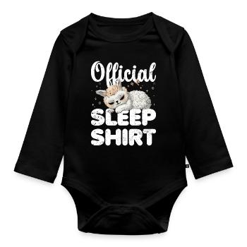 Alpaca Llama Official Sleep Shirt Lazy Relax - Organic Longsleeve Baby Bodysuit - black - Front