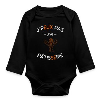 J peux pas j ai Pâtisserie - Body Bébé bio manches longues - noir - Devant