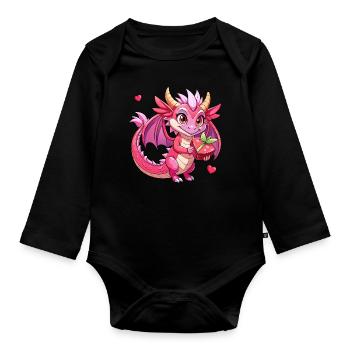 Colorful Dragon - Organic Longsleeve Baby Bodysuit - black - Front