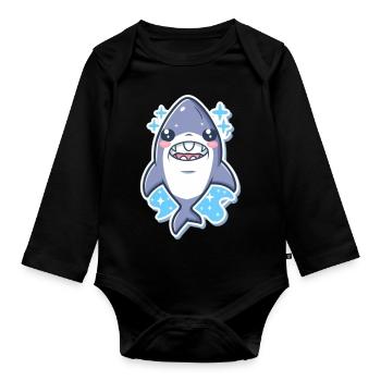 Shark Lover - Organic Longsleeve Baby Bodysuit - black - Front