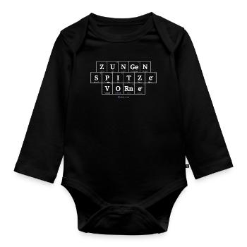 Zungenspitze vorne (dunkle Stoffe) - Baby Bio-Langarm-Body - Schwarz - Vorne
