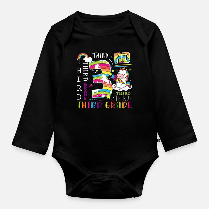 3. Klasse Einhorn Schulkind - Baby Bio-Langarm-Body - Schwarz