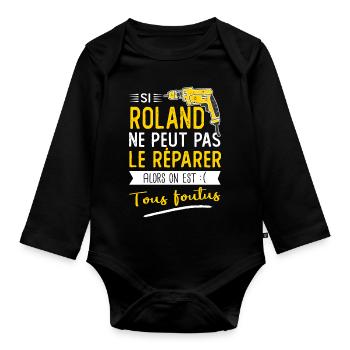 Roland Si roland ne peut pas le réparer - Body Bébé bio manches longues - noir - Devant