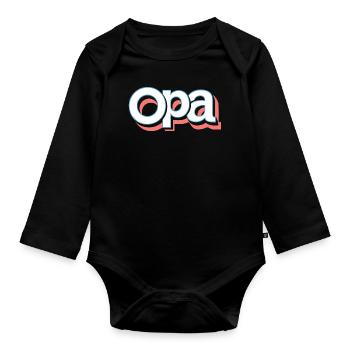 Opa Retro: Bester Opa Geburtstag Bald Opa Erster - Baby Bio-Langarm-Body - Schwarz - Vorne