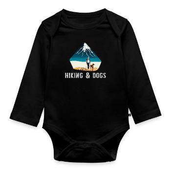 Wandern und Hunde Outdoor Wanderer Haustier Wander - Baby Bio-Langarm-Body - Schwarz - Vorne