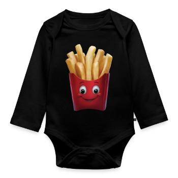 Glückliche Pommes - Baby Bio-Langarm-Body - Schwarz - Vorne