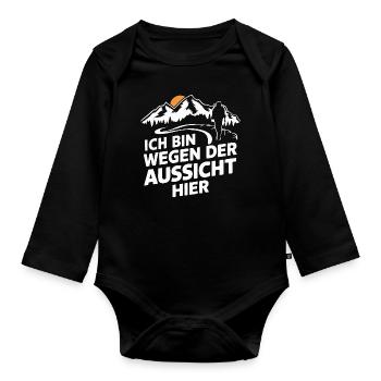 Hiking Hikers Hike Mountains Forest - Organic Longsleeve Baby Bodysuit - black - Front