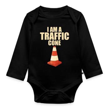I Am A Traffic Cone Funny Halloween Costume - Body Bébé bio manches longues - noir - Devant