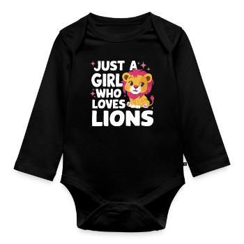 Lion Lion Animal Africa - Organic Longsleeve Baby Bodysuit - black - Front