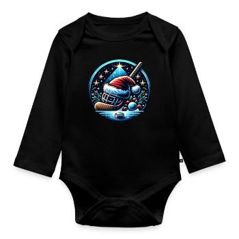 Hockey Players Winter - Organic Longsleeve Baby Bodysuit - black - Front