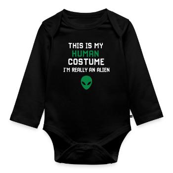 Alien UFO Aliens Außerirdischer - Organic Longsleeve Baby Bodysuit - black - Front