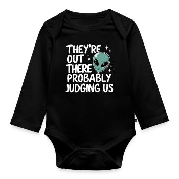 Alien UFO Aliens Außerirdischer - Baby Bio-Langarm-Body - Schwarz - Vorne