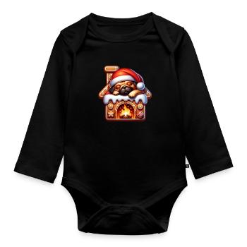 Pug - Organic Longsleeve Baby Bodysuit - black - Front