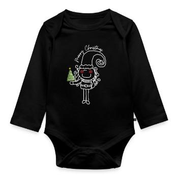 Merry Christmas - Organic Longsleeve Baby Bodysuit - black - Front