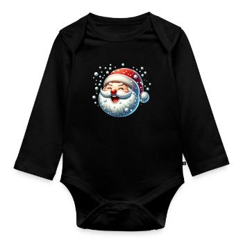 Schnee Schneebälle Weihnachten Lustig Comic - Baby Bio-Langarm-Body - Schwarz - Vorne