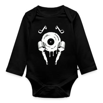 mic music symbol - Baby Bio-Langarm-Body - Schwarz - Vorne