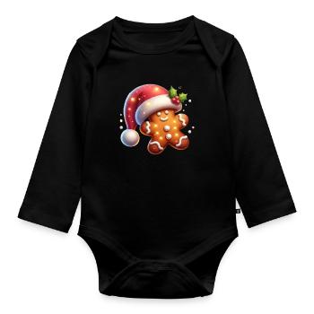 Lebkuchen - Baby Bio-Langarm-Body - Schwarz - Vorne
