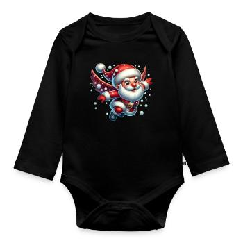 Santa Claus Snowballs - Organic Longsleeve Baby Bodysuit - black - Front