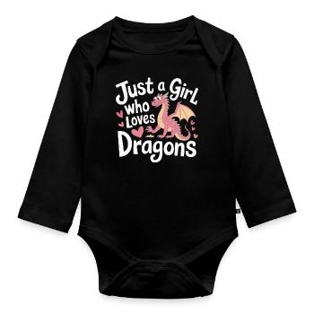 Drache Mystisch Drachen Fantasie - Baby Bio-Langarm-Body - Schwarz - Vorne