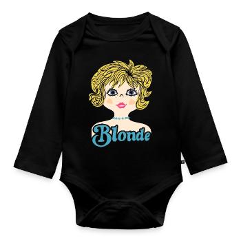 Retro Illustration Blonde - Baby Bio-Langarm-Body - Schwarz - Vorne