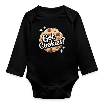 Cookies Cookie Keks Kekse Schokolade - Baby Bio-Langarm-Body - Schwarz - Vorne