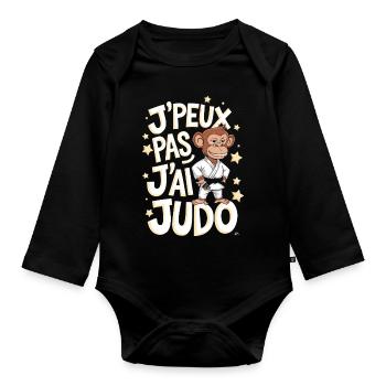 J' peux pas j'ai judo - Body Bébé bio manches longues - noir - Devant