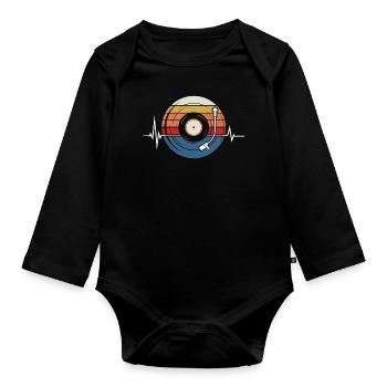Vinyl Records Heartbeat Music - Organic Longsleeve Baby Bodysuit - black - Front