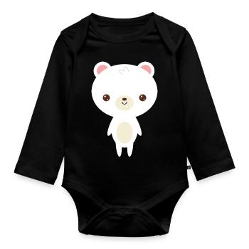 Ours polaire mignon - Body Bébé bio manches longues - noir - Devant