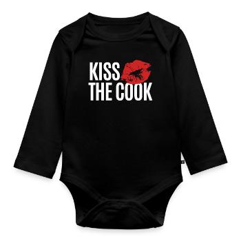 Embrasser le cuisinier - kochen - Spruch - Body Bébé bio manches longues - noir - Devant