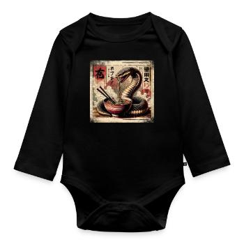 Ramen Snake Japan Grunge Poster Style - Organic Longsleeve Baby Bodysuit - black - Front