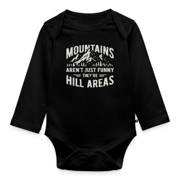 Les montagnes sont des zones de collines - jeu de mots hilarant - Body Bébé bio manches longues - noir - Devant