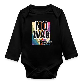 Peace Frieden Freiheit No War - Baby Bio-Langarm-Body - Schwarz - Vorne