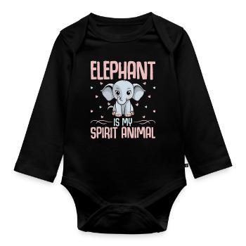 Elefant - Baby Bio-Langarm-Body - Schwarz - Vorne