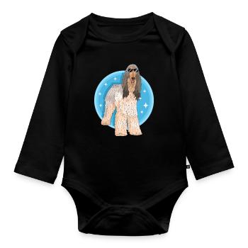 Lévrier afghan Chien Propriétaire Cadeau - Body Bébé bio manches longues - noir - Devant