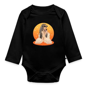 Afghan Greyhound Dog Owner Gifts - Organic Longsleeve Baby Bodysuit - black - Front