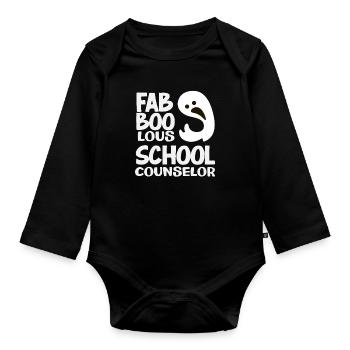 Fab Boo Lous Schulberater Geist - Baby Bio-Langarm-Body - Schwarz - Vorne
