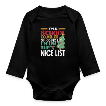 School counsellors, of course, on the nice list - Organic Longsleeve Baby Bodysuit - black - Front