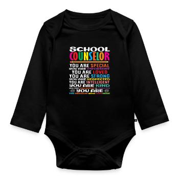 Schulberater Du Bist Besonders Geliebt - Baby Bio-Langarm-Body - Schwarz - Vorne
