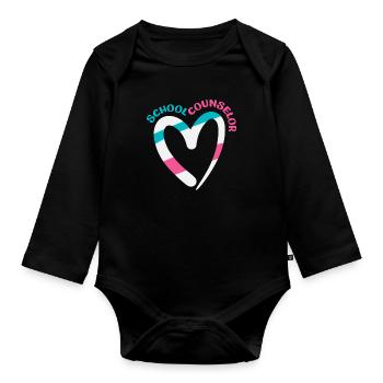 School Counselor Heart Shape Colorful - Organic Longsleeve Baby Bodysuit - black - Front