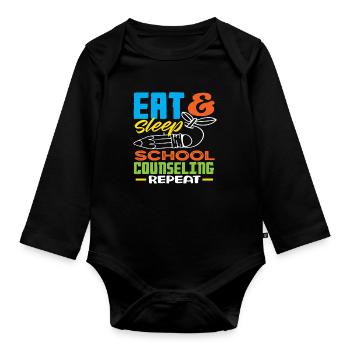 Manger Dormir Counseling Scolaire Motivation Répétée - Body Bébé bio manches longues - noir - Devant