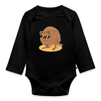 Cadeau de kangourous à queue courte Quokka - Body Bébé bio manches longues - noir - Devant
