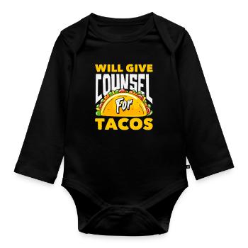 Un conseiller scolaire donne des conseils pour les tacos - Body Bébé bio manches longues - noir - Devant