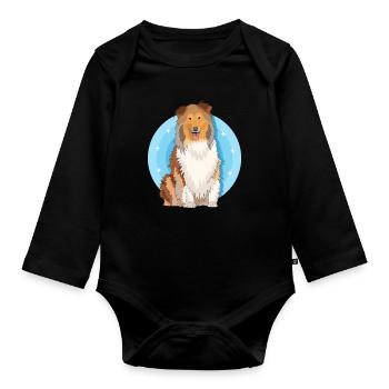 Collie Longhair Collie Rough Collies Gift - Organic Longsleeve Baby Bodysuit - black - Front