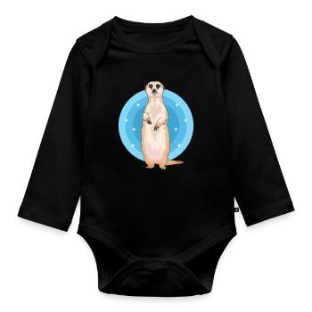 Suricate Mignon Cadeau de suricate - Body Bébé bio manches longues - noir - Devant