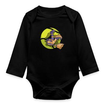 Tennis Witch Player Funny Halloween Design - Organic Longsleeve Baby Bodysuit - black - Front