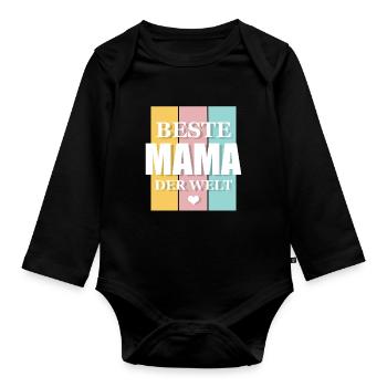 Beste Mama Der Welt - Baby Bio-Langarm-Body - Schwarz - Vorne