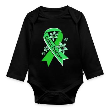 Celiac Disease Gluten Free - Organic Longsleeve Baby Bodysuit - black - Front