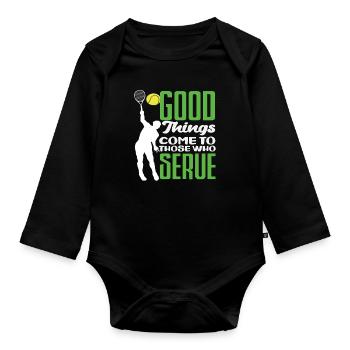 Tennis Players Good Things Are Coming - Organic Longsleeve Baby Bodysuit - black - Front