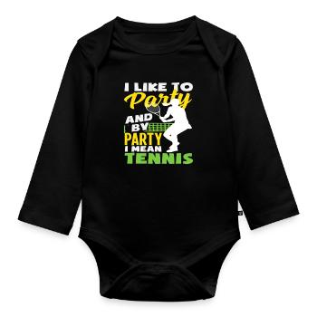 Ich Feier Gerne Und Mit Feiern Meine Ich Tennis - Baby Bio-Langarm-Body - Schwarz - Vorne