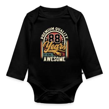 88. Geburtstag Vintage - Baby Bio-Langarm-Body - Schwarz - Vorne